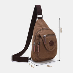 Men Retro Canvas High Capacity Chest Bag Casual Wear Resisting Waterproof Crossbody Shoulder