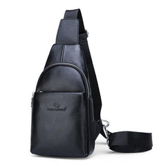 Men Genuine Leather Leisure Crossbody Bag Chest