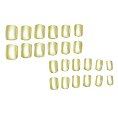 Shiny Metallic Gold Press On Nails - Chrome Mirror Fake Nails, 24pcs Medium Square