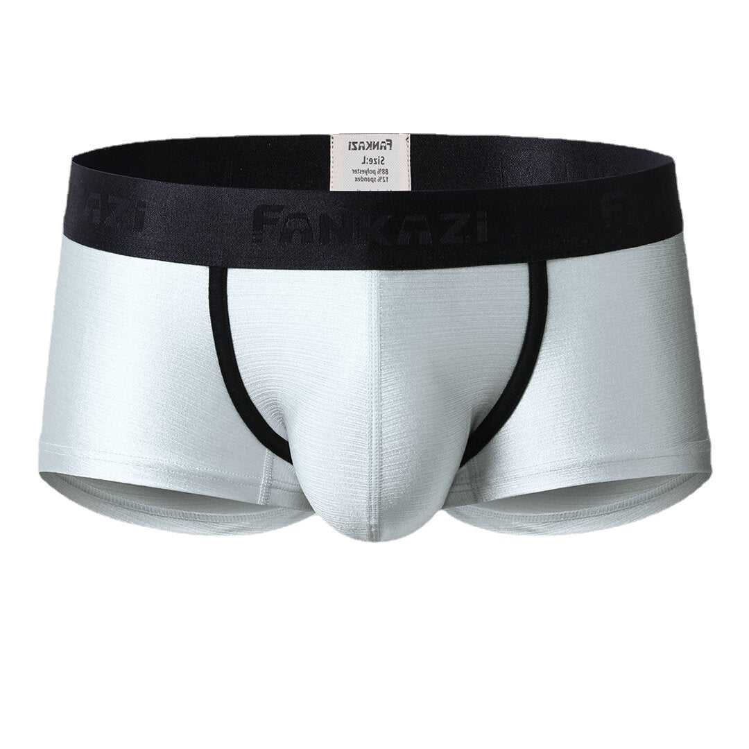 Mens Soft Comfy Ice Silk U Convex Boxer Briefs