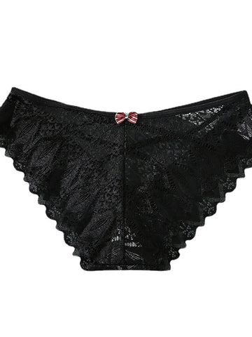 Women's Sexy Panties Brief Underwear 1pc , pack Underwear Sexy Criss Cross Bow Hole Lace Nylon Mid Waist Sexy Black Khaki Red