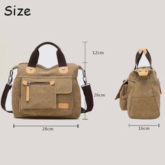 Women Canvas Large Capacity Functional Multi Pocket Handbag Shoulder Crossbody Bag