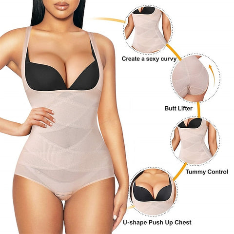 Shapewear Bodysuit for Women Tummy Control Butt Lifter Panty Hi-Waist Trainer Stomach Body Shaper Slimming Girdles
