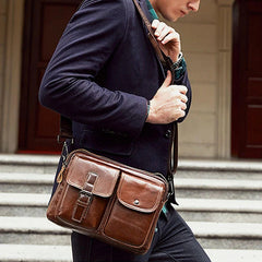 Men's Vintage Leather Business Crossbody Handbag for Work
