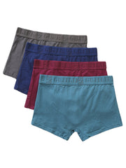 Mens Cotton Solid Color 4Pcs Thin Home Breathable U Convex Pouch Boxers
