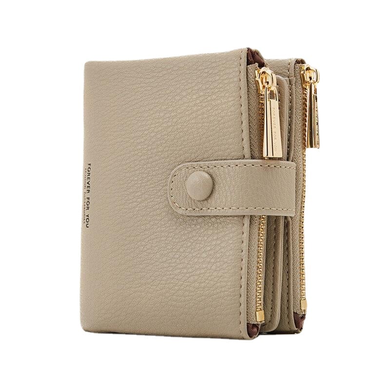 Women PU Leather Multi-slot Hand Carry Short Wallet Clutch Purse