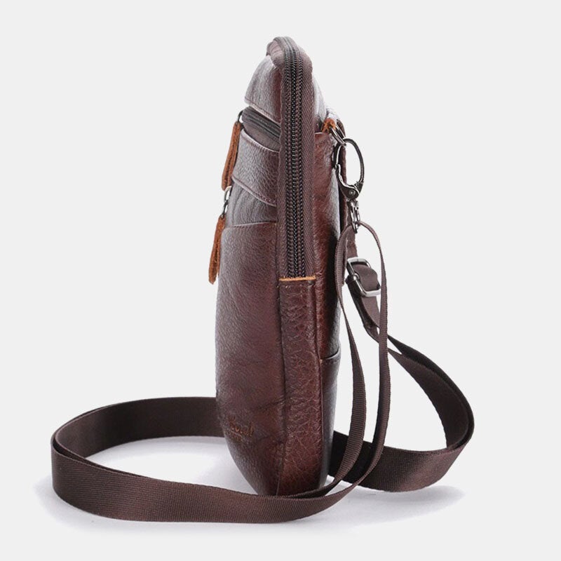 Men Genuine Leather Multi-carry Anti-theft 6.5 Inch Phone Bag Crossbody Waist Sling