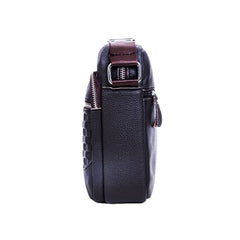 Men Genuine Leather Weave Waterproof Multifunction Multi-Layers Crossbody Bag Shoulder