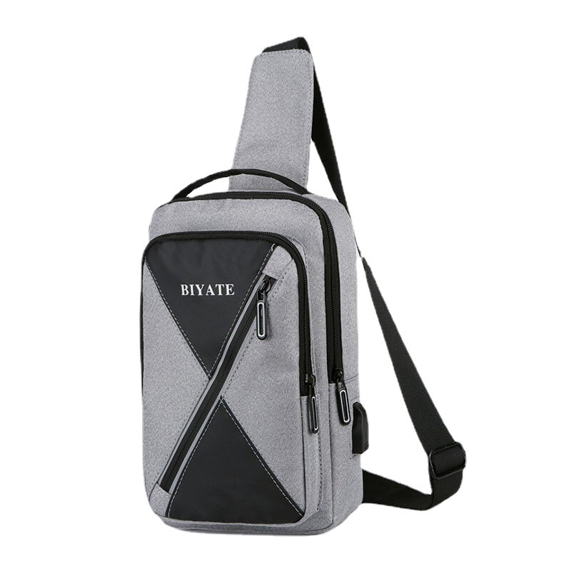 Men USB Charging Multi-pocket Chest Bag Oxford Non-slip Wear-resistant Waterproof Casual Shoulder Crossbody Bags