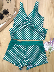 Women's Swimwear Tankini EU / US Size Swimsuit Slim Polka Dot Black Navy Blue Bathing Suits Two Piece / Padded Bras