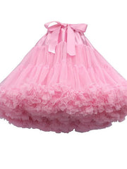Women's Swing Petticoat Mini Organza Pink Skirts Ruffle Layered Fashion Performance Casual Daily One-Size