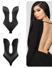 Women's Invishaper-Plunge Backless Bra Shaper Bra Bodysuits Seamless Thong Women's Deep V-Neck Clear Strap for Parties Dresses