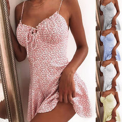 Women's Casual Dress Sundress Floral Dress Mini Dress Sleeveless Floral Lace up Spring Summer Spaghetti Strap Hot Vacation Weekend Slim Print Dresses