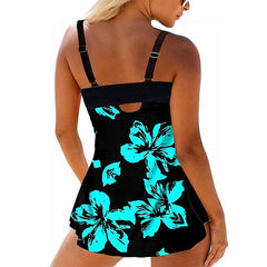 Women's Swimwear Tankini Swim Dress 2 Piece Plus Size Swimsuit 2 Piece Floral White Yellow Blue Tank Top Strap Bathing Suits Sports Summer