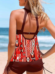 Women's Swimwear Tankini 2 Piece Normal Swimsuit 2 Piece Printing Paisley Floral Sapphire Red Purple Tank Top Bathing Suits Sports Beach Wear Summer