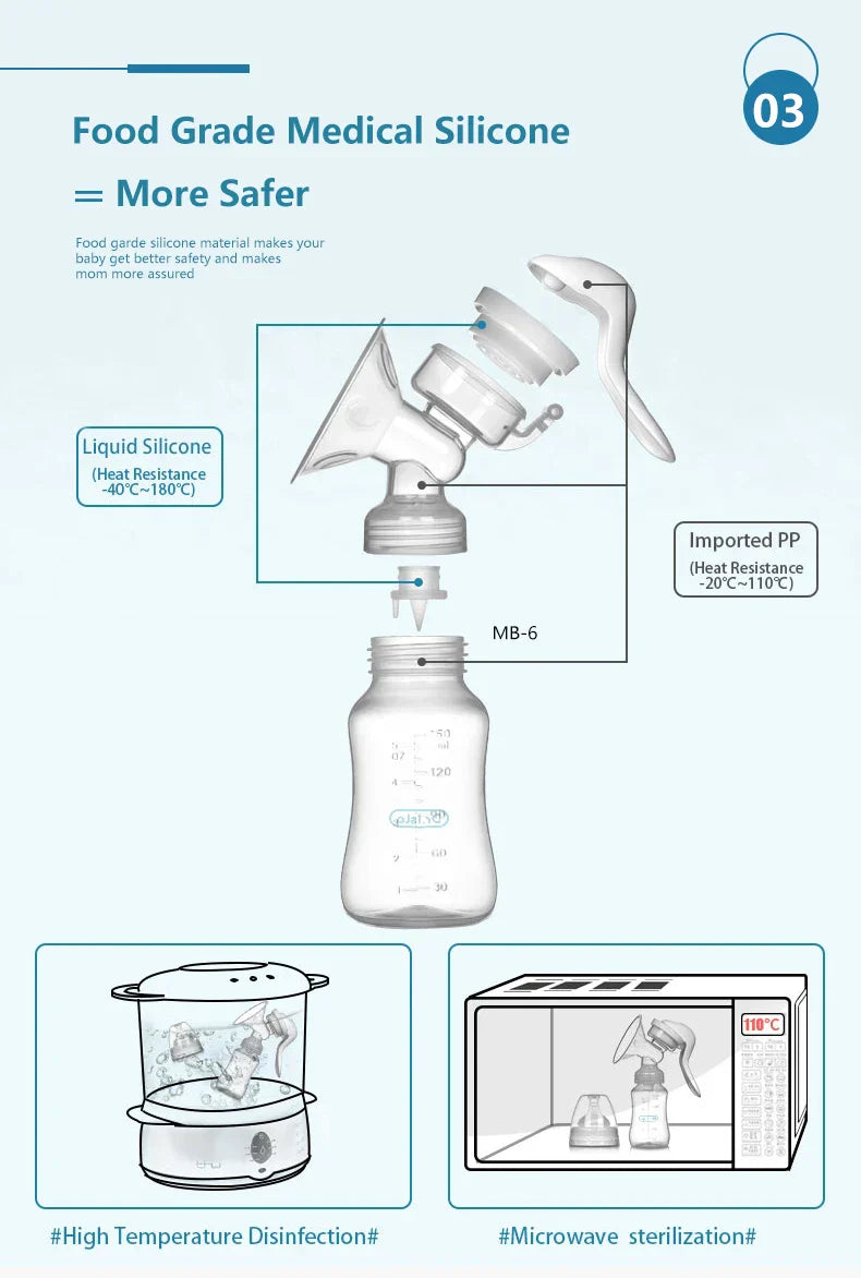 Breast Pump Manual Suction Milk Pump Feeding Breasts Pumps Milk Bottle Sucking Postpartum Supplies BPA Free