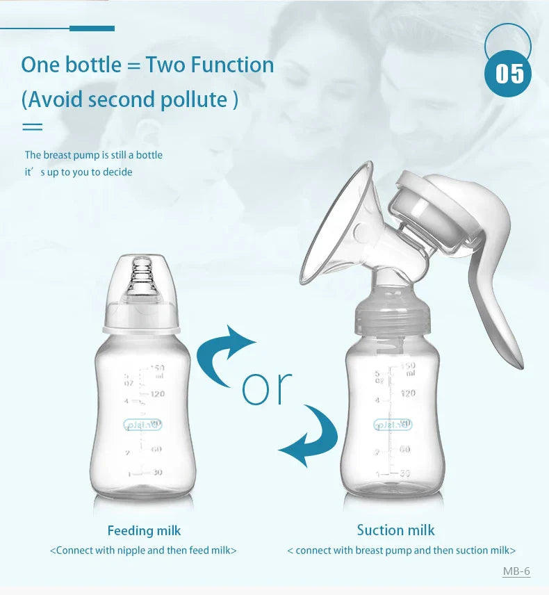 Breast Pump Manual Suction Milk Pump Feeding Breasts Pumps Milk Bottle Sucking Postpartum Supplies BPA Free