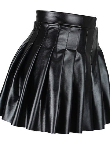 Women's Skirt & Dress Swing Mini Leather Black Wine Navy Blue Brown Skirts Winter Pleated Punk & Gothic Carnival Costumes Ladies Homecoming Club