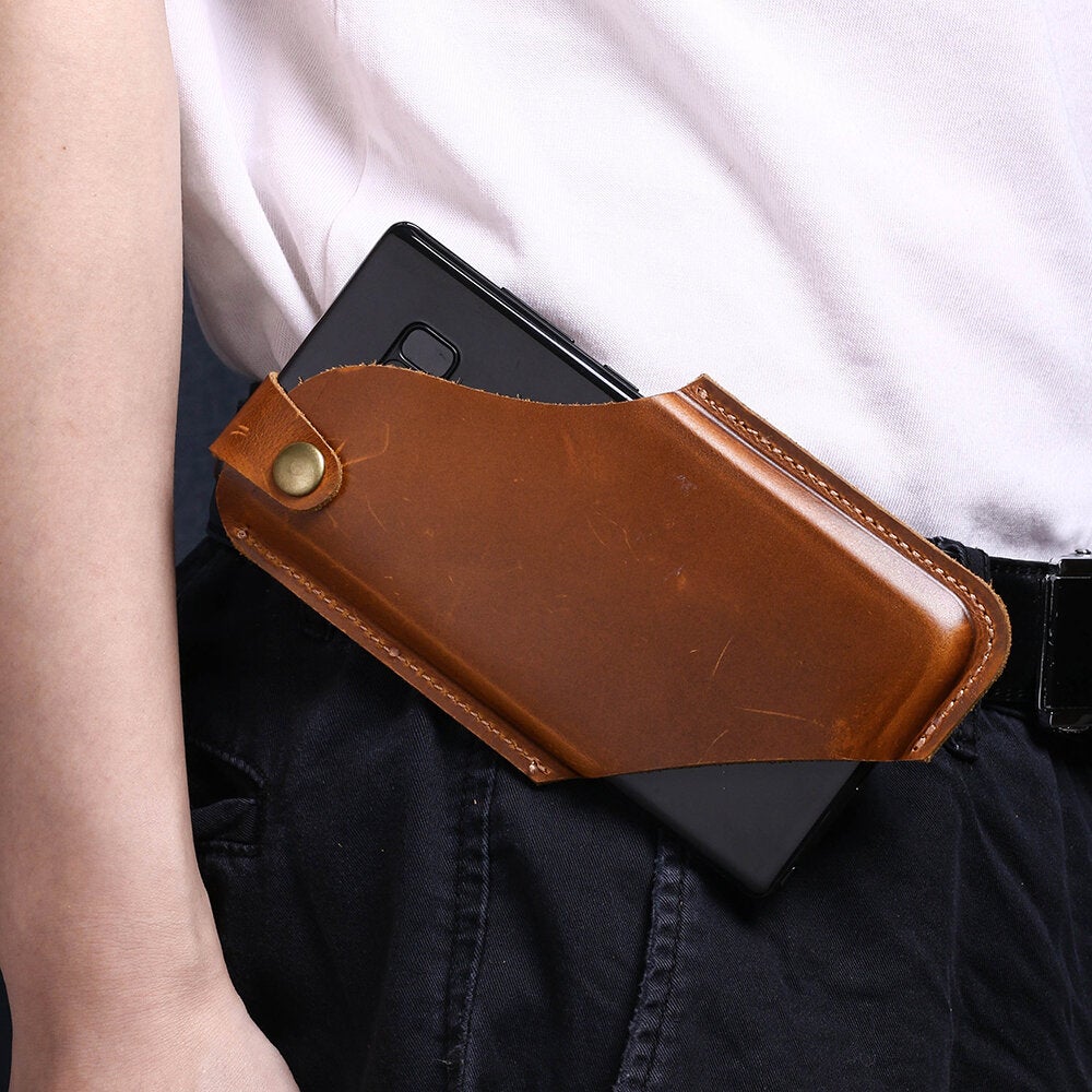 Men Genuine Leather 4.7inch~6.5 inch Phone Bag Waist Easy Carry EDC For Outdoor