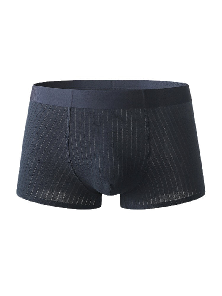 Mens Cotton Seamless Breathable Antibacterial Solid Home U Convex Pouch Boxers
