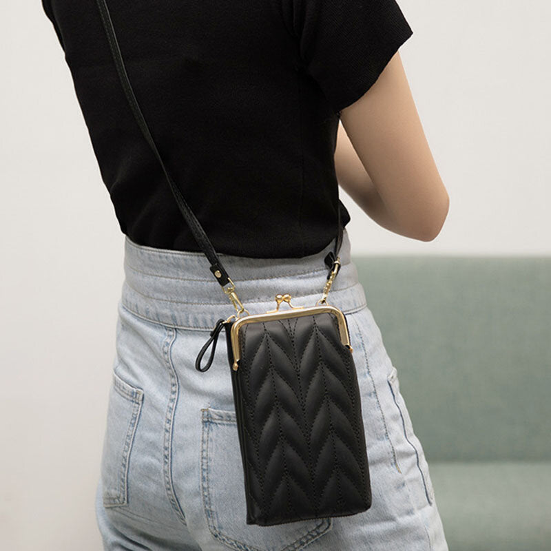 Women Faux Leather Fashion Multifunction Waterproof Crossbody Bag Brief Phone Bag