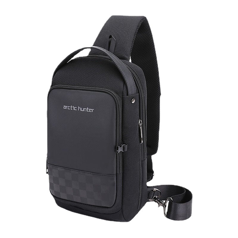 Men Waterproof Concealed Water Cup Bag Design On The Side Wild Oxford Chest USB Charging Large Capacity Crossbody Bags Shoulder