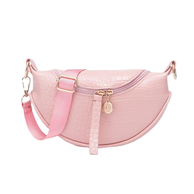 Casual Waterproof Women's Zippered Leather Waist Packs With Adjustable Belt
