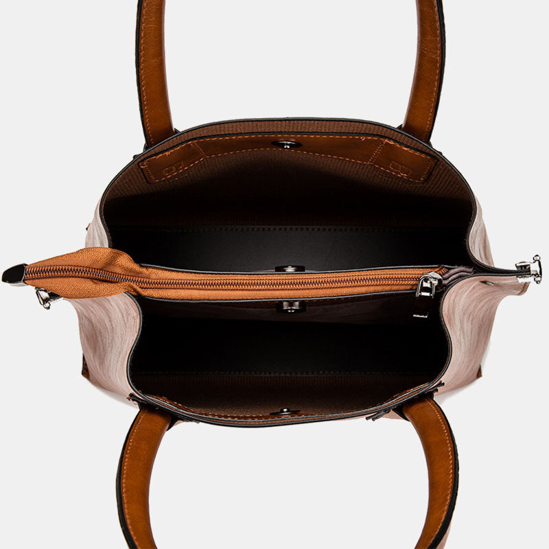 Women Large Capacity Oil Wax Handbag Crossbody Bag Shoulder Bag