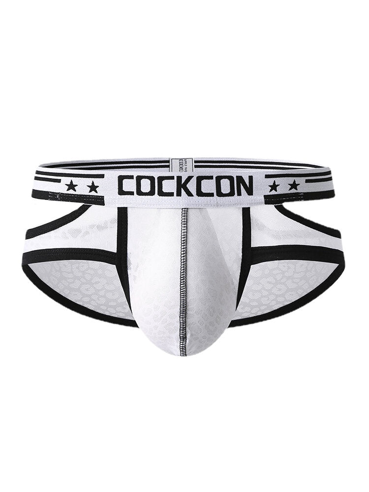 Mens Breathable Thin Mesh Transparent Hollow Out Mid Waist Briefs