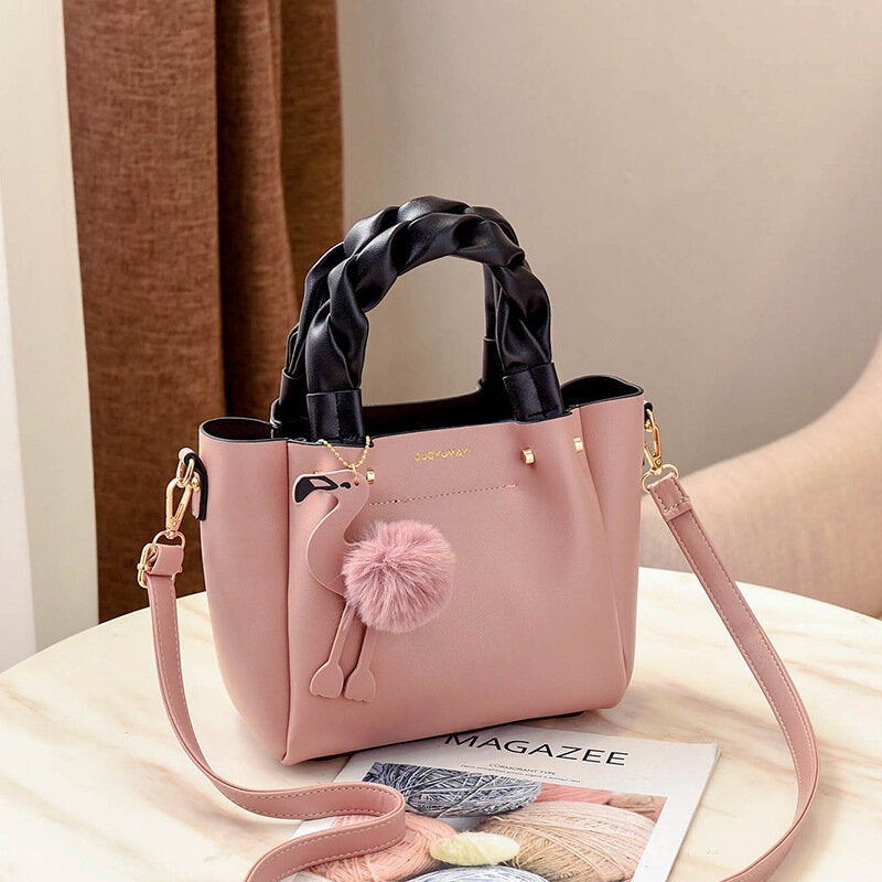 Women Fashion Handbag Crossbody Bag Shoulder Bag Flamingo Pendant Toe