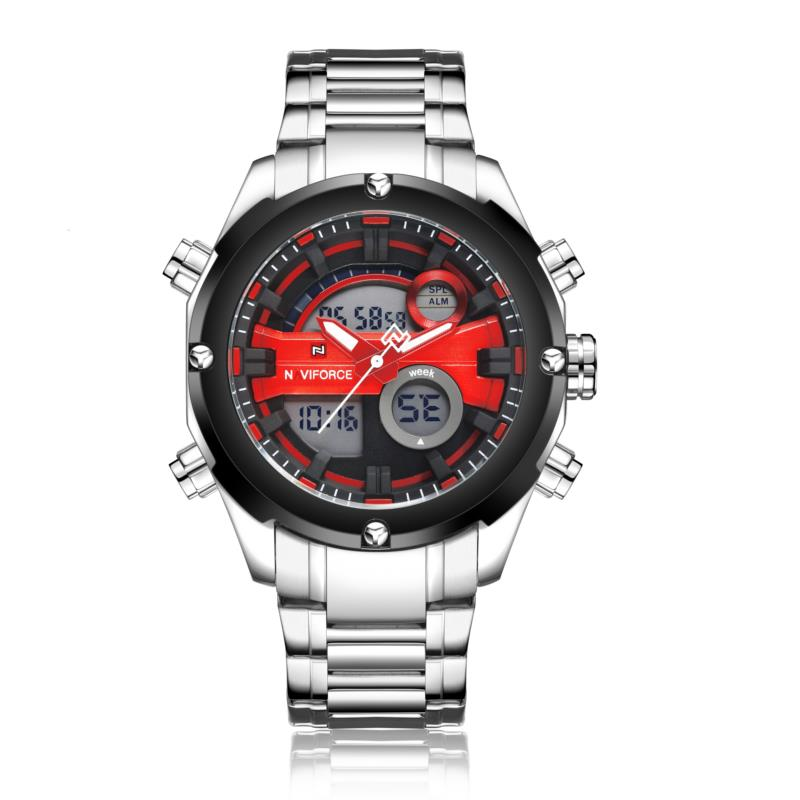 Men Dual Display Watch Luxury Stainless Strap Sport Watch