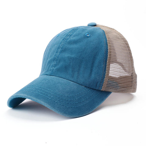 Unisex Solid Color Light Plate Mesh Baseball Cap Washable Old Baseball Cap Breathable Cotton Sun Hat