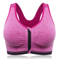 Front Zipper Padded Fitness Sports Shockproof Sporty Bra Tops