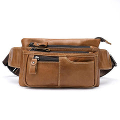 MVA Men Genuine Leather Zipper Casual Waist Bag