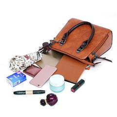 4 PCS Women Faux Leather Handbag Vintage Elegant Multi-function Crossbody Bag