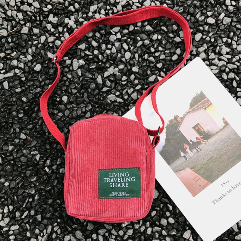 Unisex Corduroy Retro Mini Universal Outdoor Phone Bag Crossbody Shoulder
