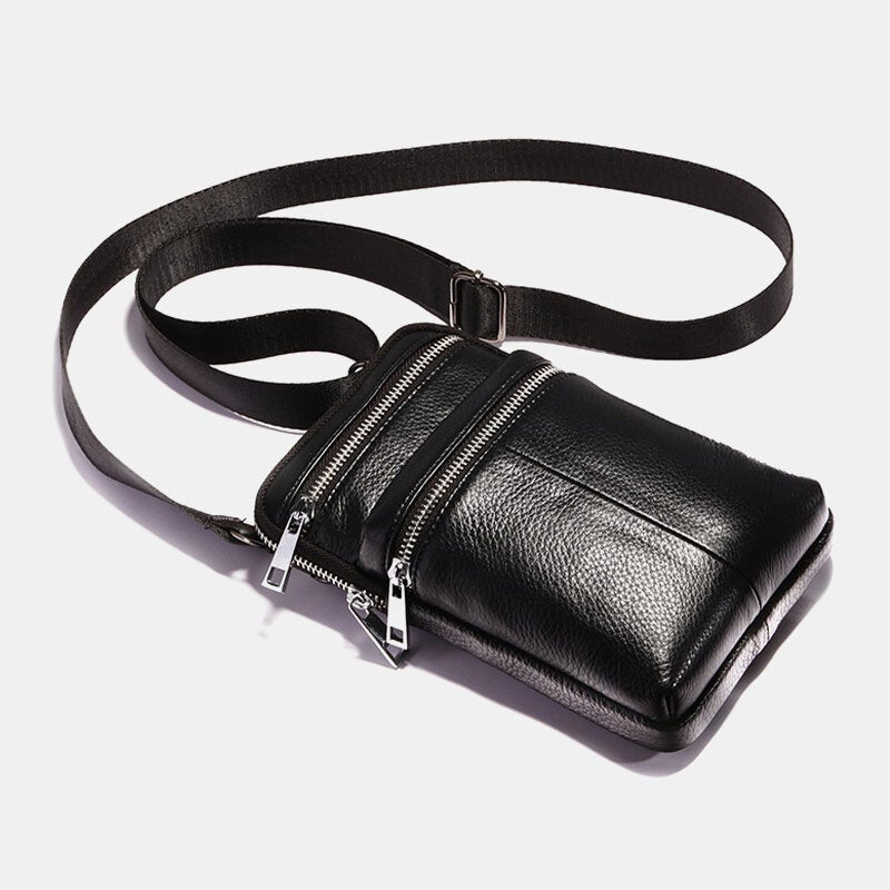 Men's Genuine Leather Crossbody Belt Bag - Casual Shoulder Style