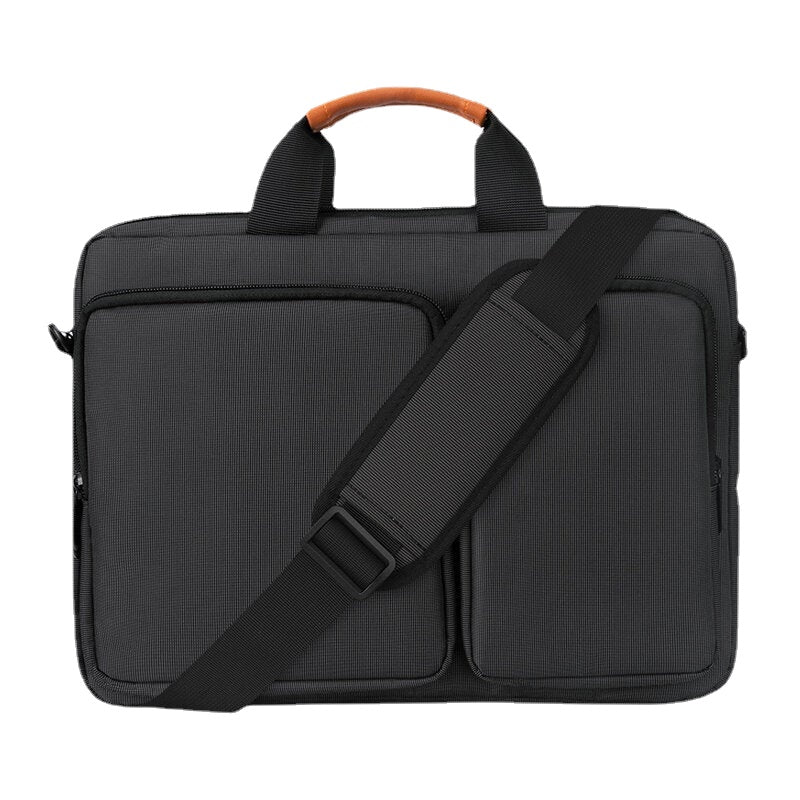 Men Polyester Multifunction 13.3/14/15.6 Inch Laptop Bag Fashion Double Front Pocket Handbag Teacher Tote Crossbody