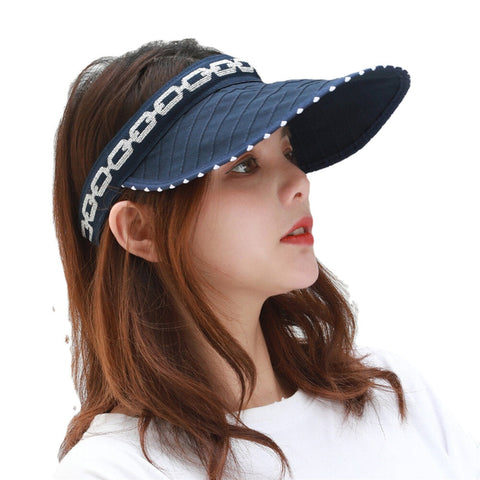 Women Collapsible Summer Shading Empty Top Hat Foldable Dual-use Cap