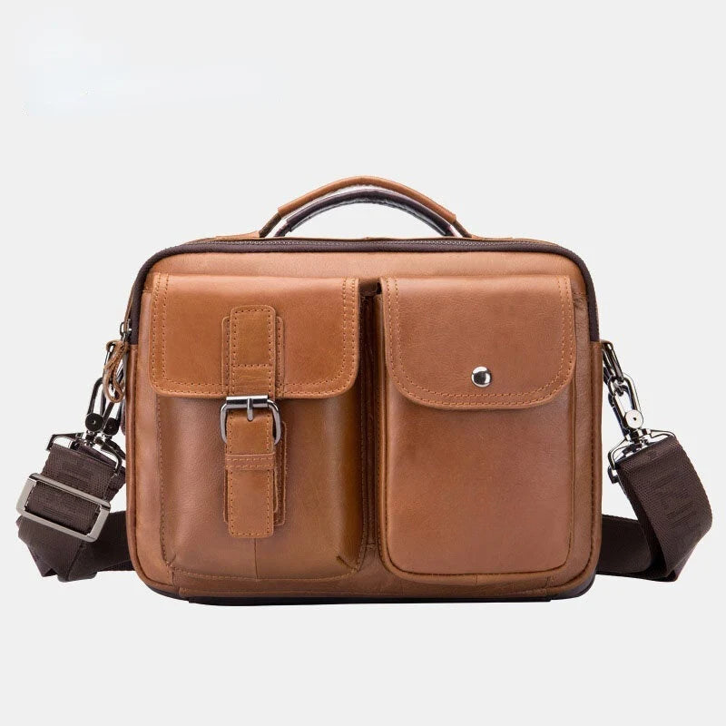Men's Vintage Leather Business Crossbody Handbag for Work
