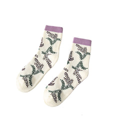 Women Cotton Thick Embroidery Multi Pattern Cute Casual Warm Tube Socks