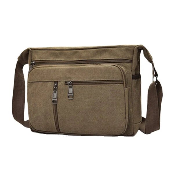Men's Large Capacity Canvas Crossbody Shoulder Bag - Multi-layer Casual Design