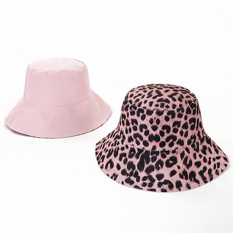 Men Women Cotton Leopard Double-Sided Wear Fisherman Hat Outdoor UV Resistence Bucket Cap