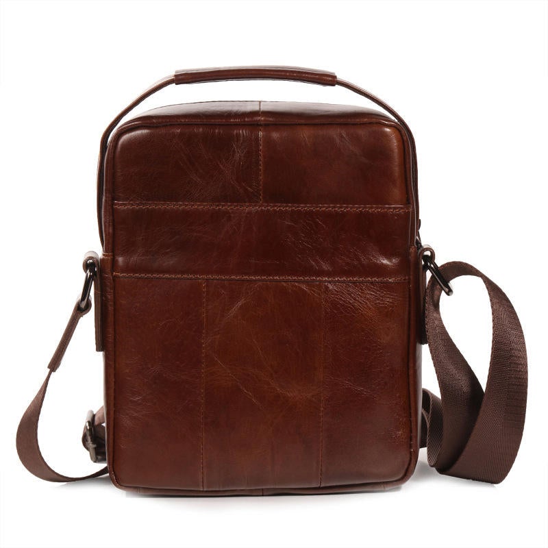 Men Genuine Leather Business Multi-pocket Shoulder Bag Phone