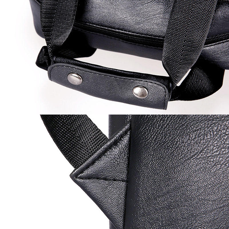 Men Large Capacity Faux Leather Backpack For Outdoor Travel