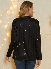 Women Scorpio Print Stars Moon O-Neck Long Sleeve Casual T-Shirt