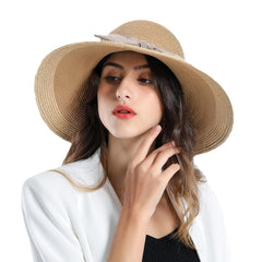 Woman Solid Color Cotton With Linen Bow Travel Holiday Sun Seaside Hat