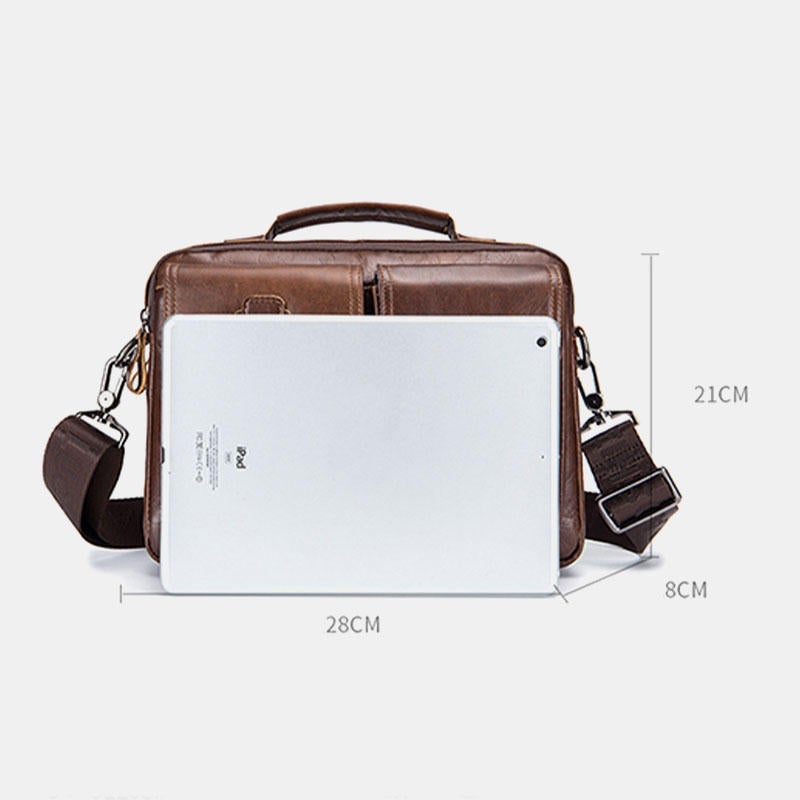 Men Genuine Leather Vintage Business Bag Crossbody Bag Handbag For Work