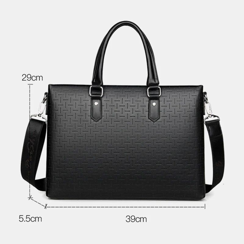 Men's Vintage Waterproof 15.6" Laptop Bag - Multifunction PU Leather Briefcase & Shoulder Bag