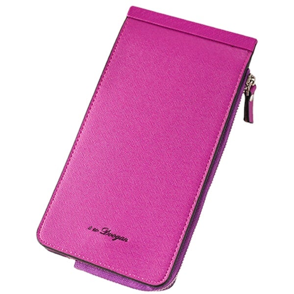 Women Microfiber Leather Multi Card Slots Wallet Card Holder Phone Bag